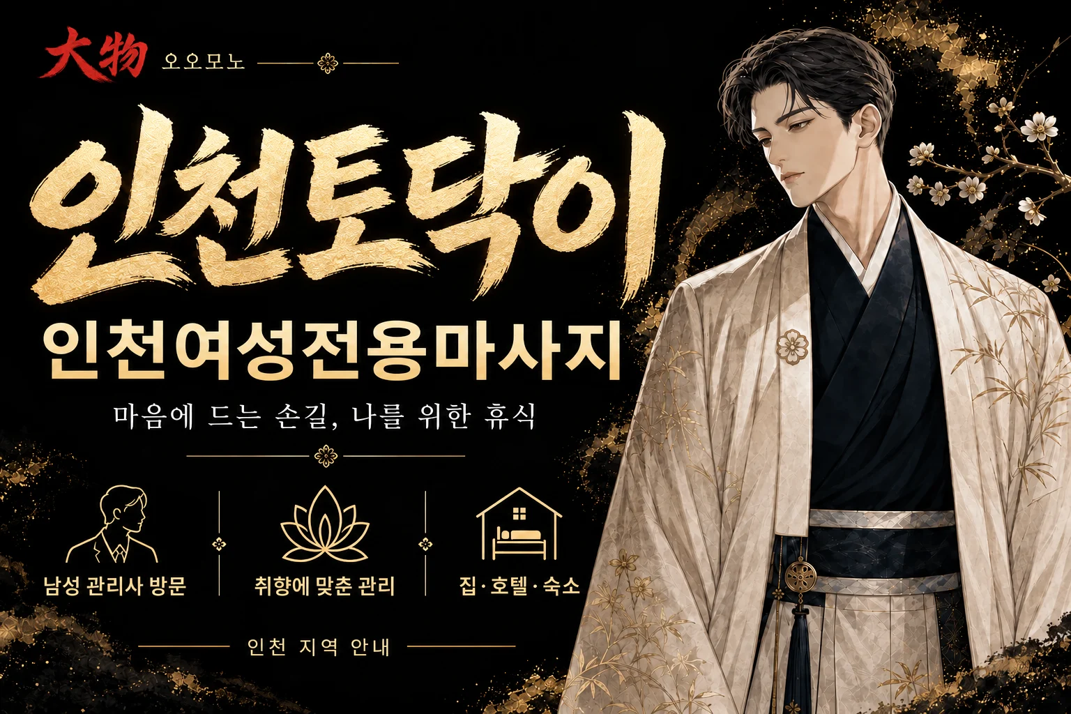 인천토닥이·인천여성전용마사지 — 오오모노 지역 브랜드 일러스트