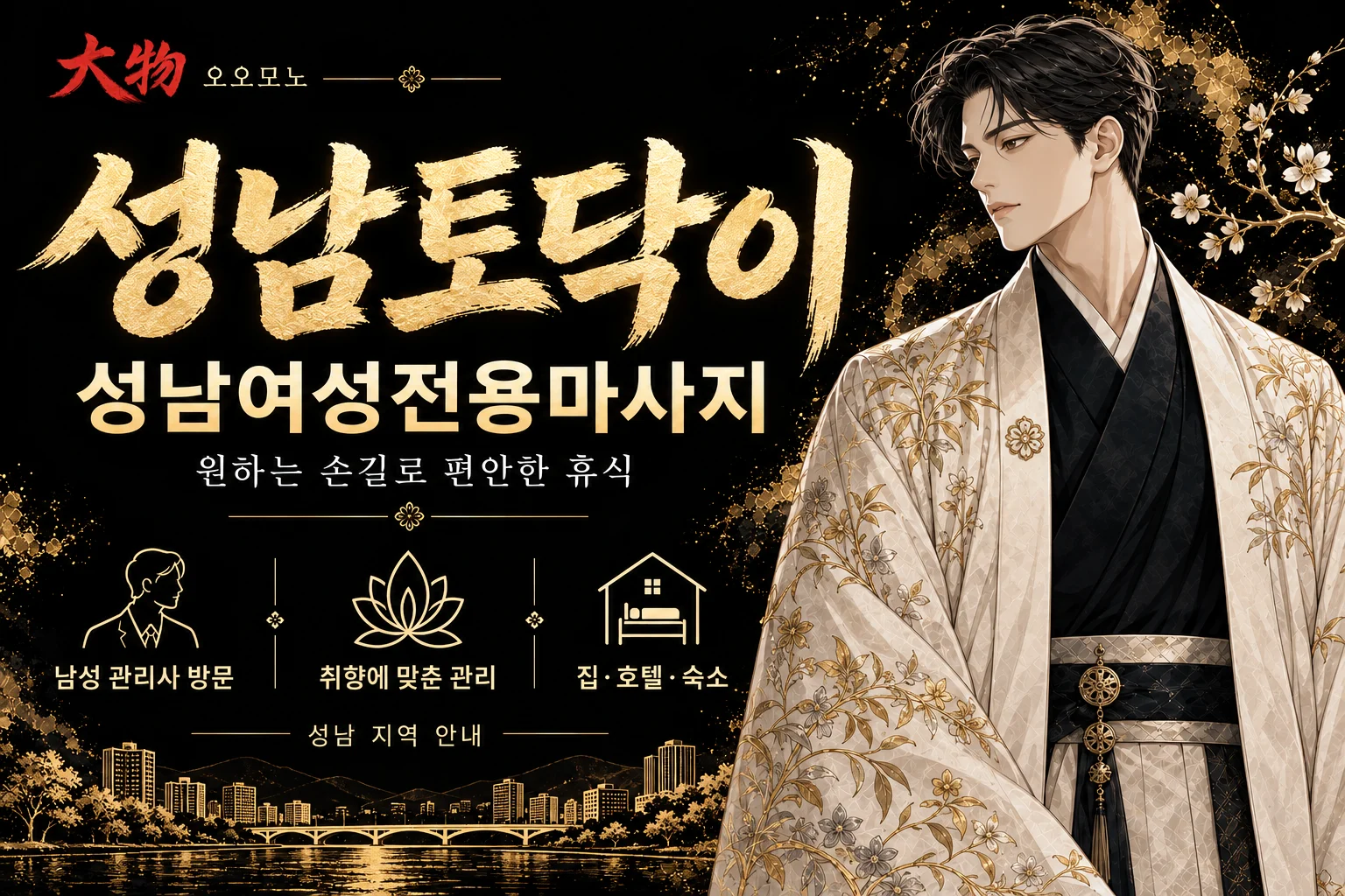 성남토닥이·성남여성전용마사지 — 오오모노 지역 브랜드 일러스트