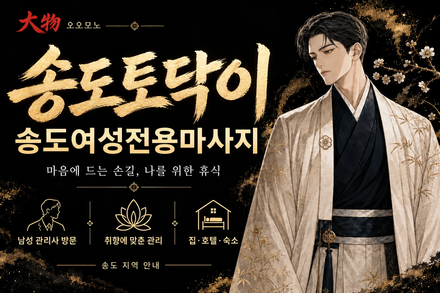 송도토닥이·송도여성전용마사지 — 오오모노 지역 브랜드 일러스트