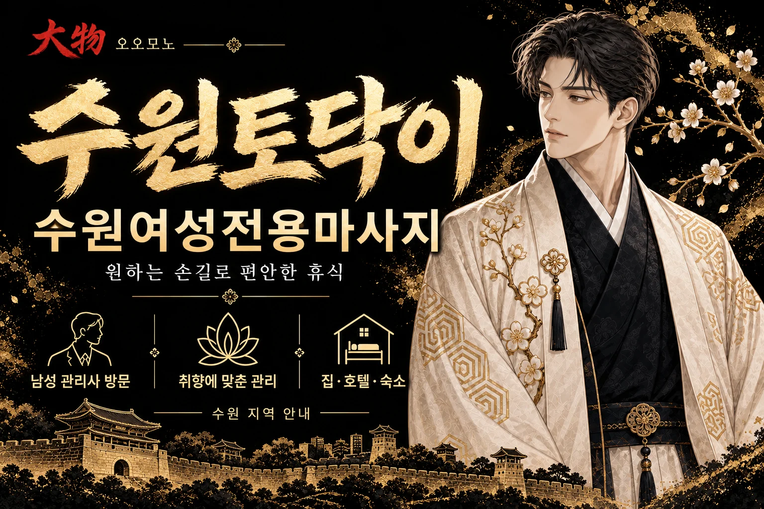 수원토닥이·수원여성전용마사지 — 오오모노 지역 브랜드 일러스트