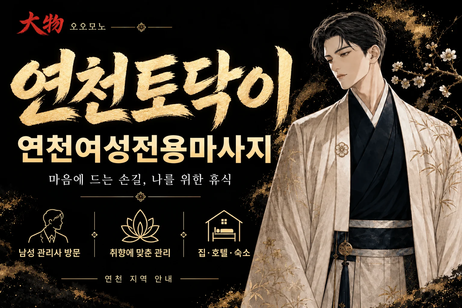 연천토닥이·연천여성전용마사지 — 오오모노 지역 브랜드 일러스트