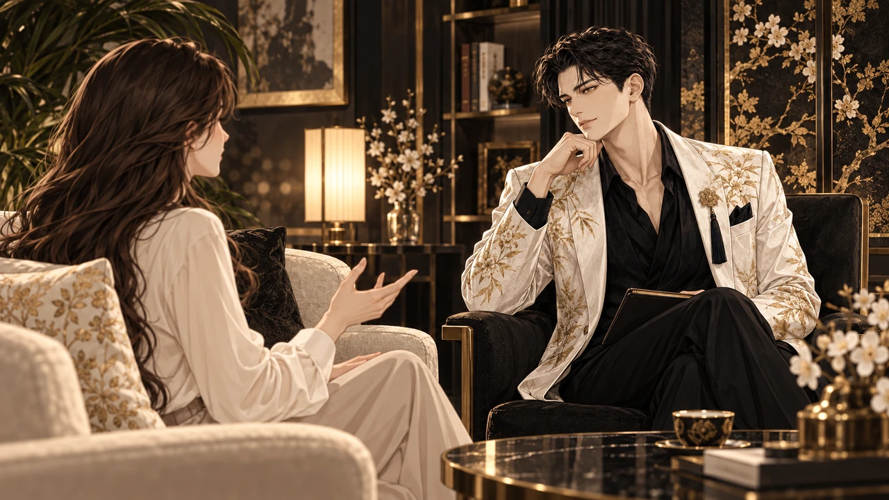 휴식 공간에서 원하는 관리 방식을 상담하는 브랜드 일러스트
