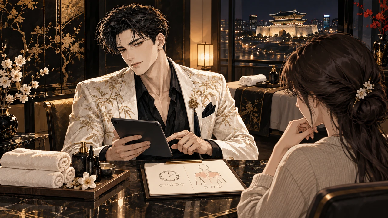 동대문의 집이나 숙소에서 관리 방식과 요청을 상담하는 브랜드 일러스트
